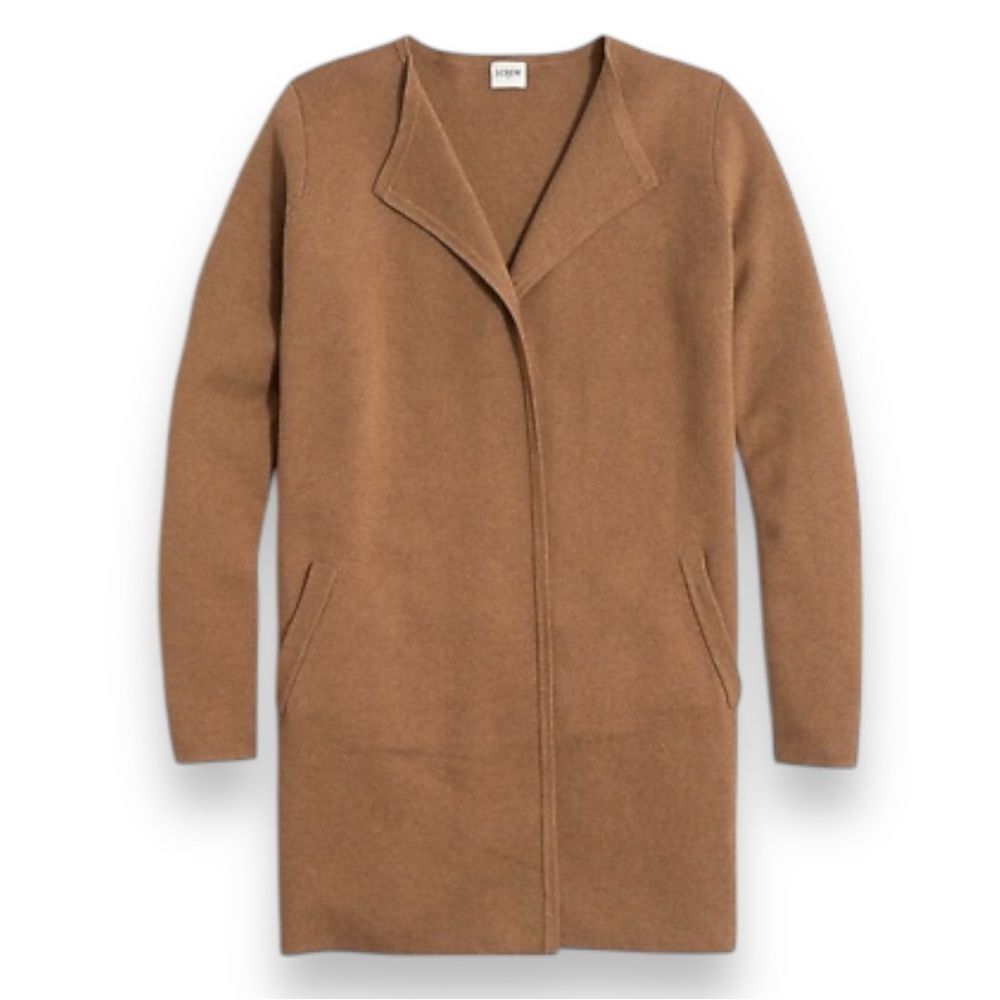 J. Crew Vanessa Sweater-Jacket Tan Camel Open Front Blazer Cardigan Size XXS